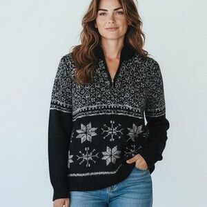 Pendleton Black and Gray Snowflake Sweater